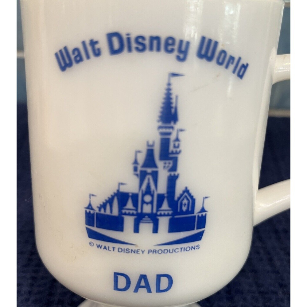 Vintage Walt Disney World Castle "DAD" White Milk Glass Footed Pedestal Mug EUC! - Picture 5 of 6